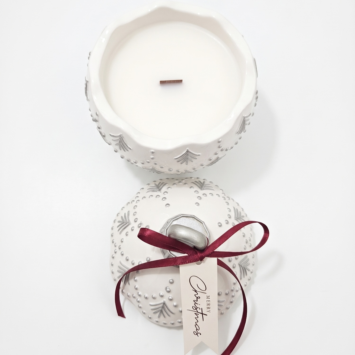 Svíčka Christmas Bauble Enchanted MINI - Bílá / Stříbrná / Zimní kouzlo / MINI