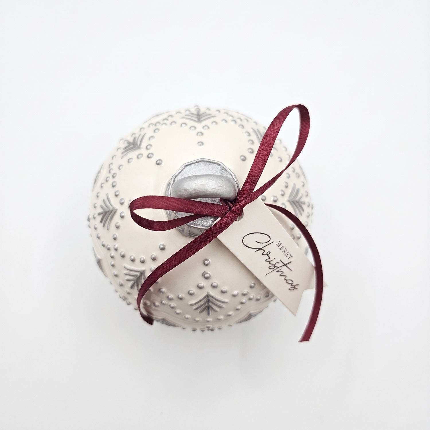 Svíčka Christmas Bauble Enchanted MINI - Bílá / Stříbrná / Zimní kouzlo / MINI