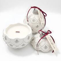 Svíčka Christmas Bauble Enchanted - Bílá / Stříbrná / Zimní kouzlo