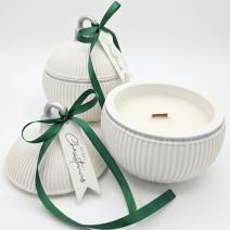 Svíčka Christmas Bauble Elegance - Bílá / Stříbrná / Zimní kouzlo