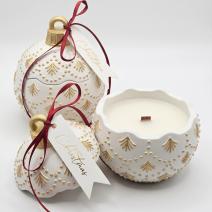 Svíčka Christmas Bauble Enchanted MINI - Bílá / Zlatá / Zimní kouzlo