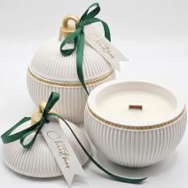 Svíčka Christmas Bauble Elegance - Bílá / Zlatá / Zimní kouzlo