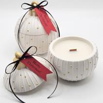 Svíčka Christmas Bauble Charming - Bílá / Zlatá / Zimní kouzlo