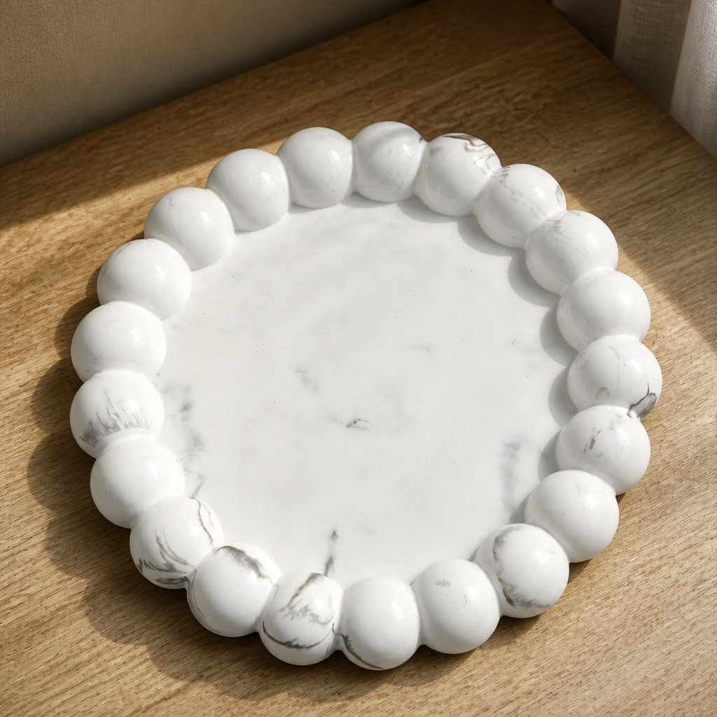 Designový podnos Perla - Bílá / Stříbrná