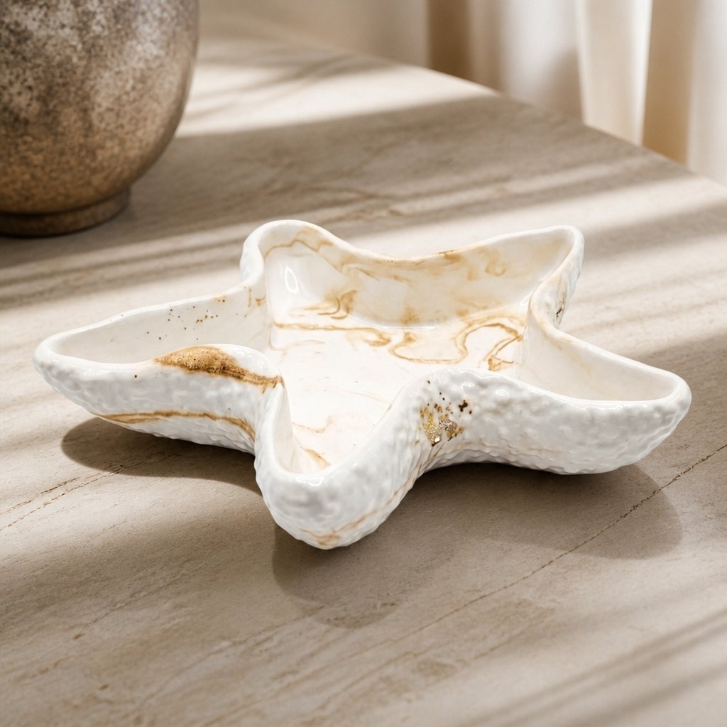 Designová miska Hvězdice - Bílá / Zlatá